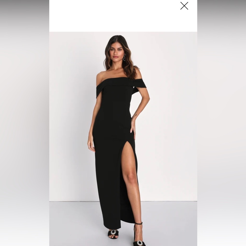 Lulus Enchanting Romantic Black Off-the-Shoulder Maxi Dress